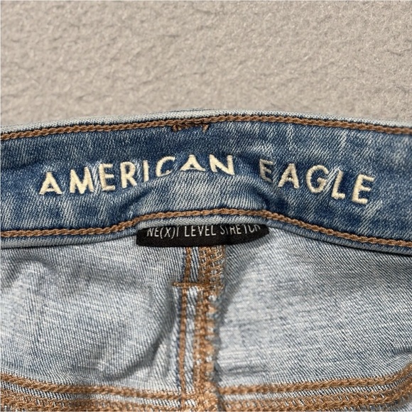 American Eagle Denim Super High-Rise Jegging Women 12 Light Blue Distressed - Picture 6 of 11